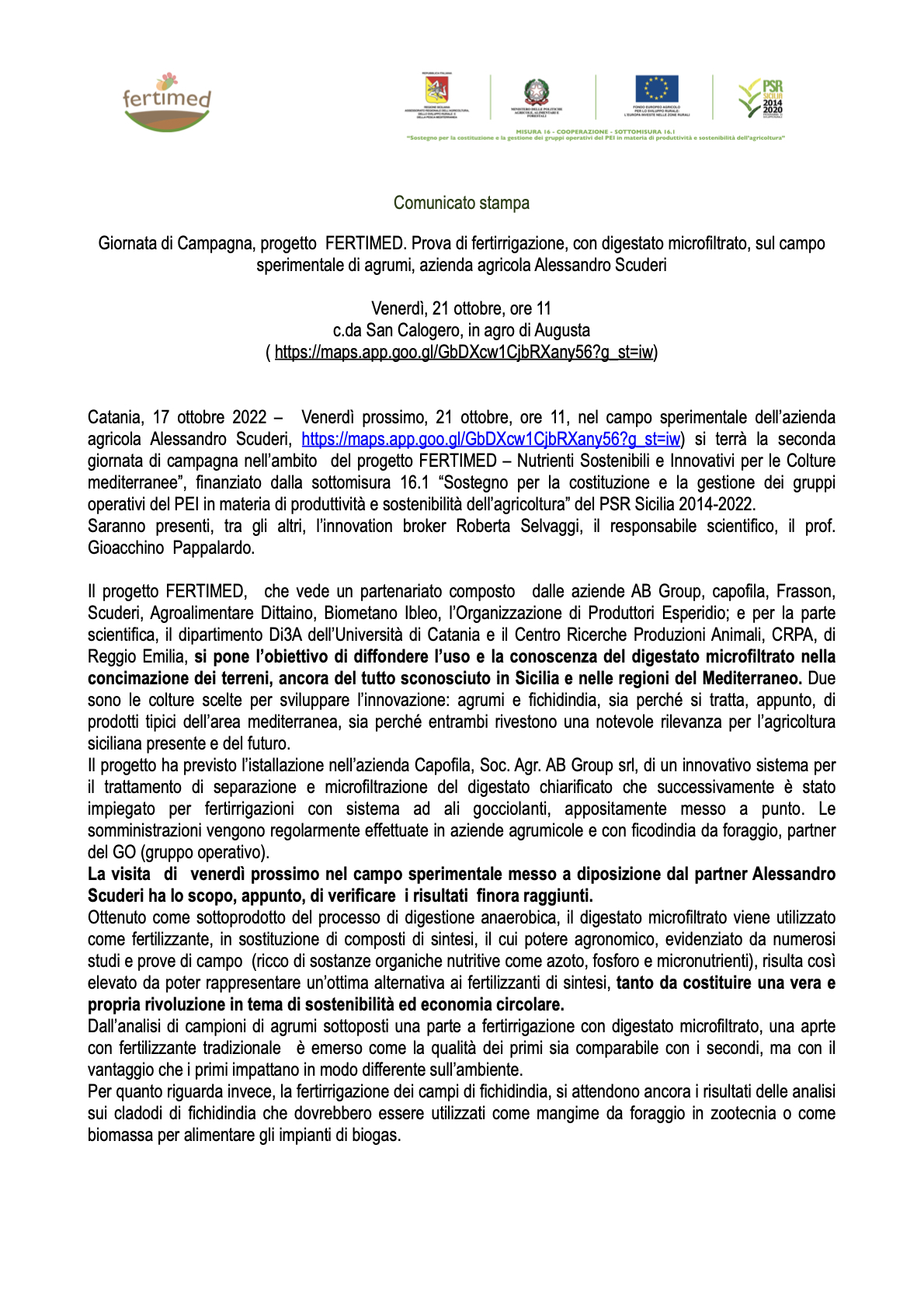 Fertimed, 2 lancio giornata di campagna ott 21.1